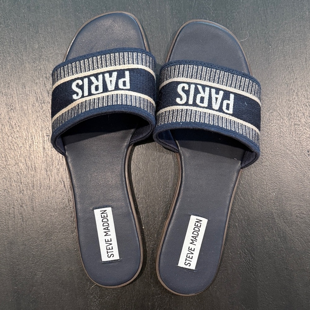 Steve Madden Navy Paris Slides